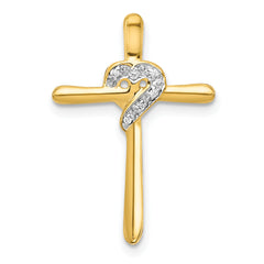 10K .02ct. Diamond Heart Cross Chain Slide