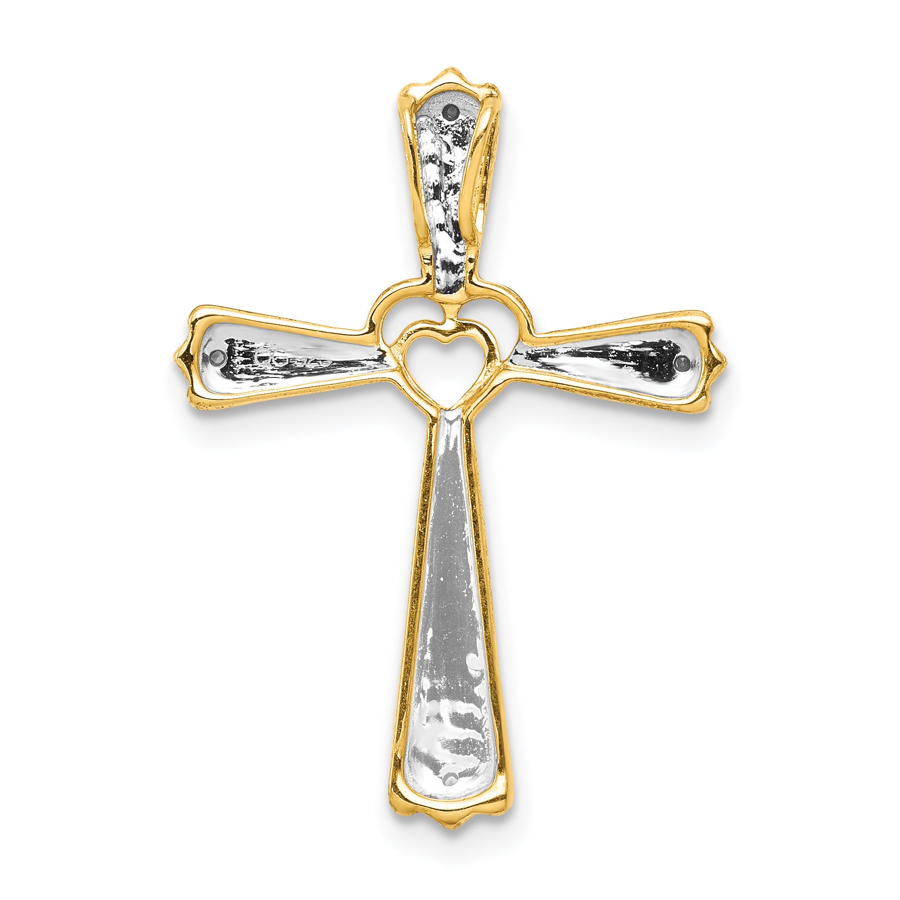 10K Rhodium Diamond Cross Pendant