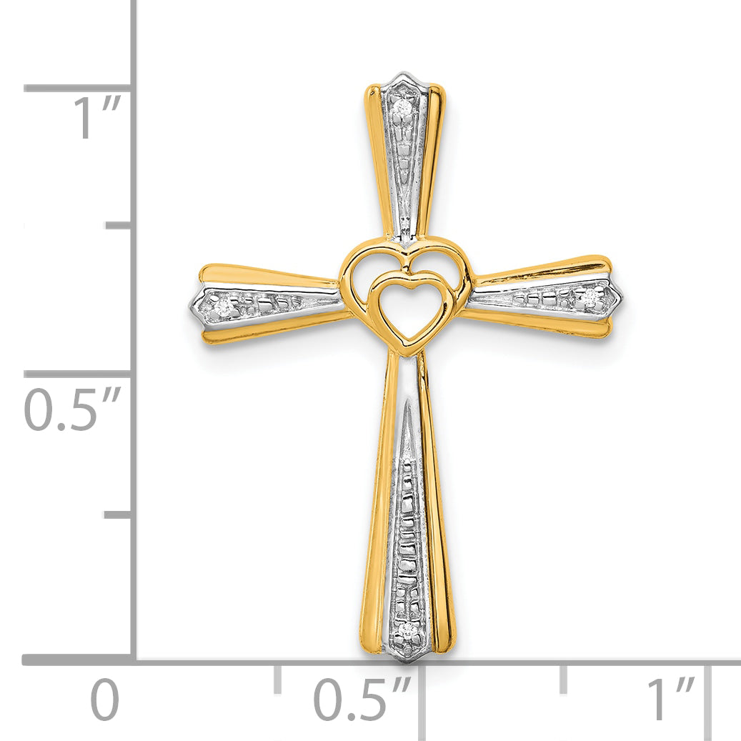 10K Rhodium Diamond Cross Pendant