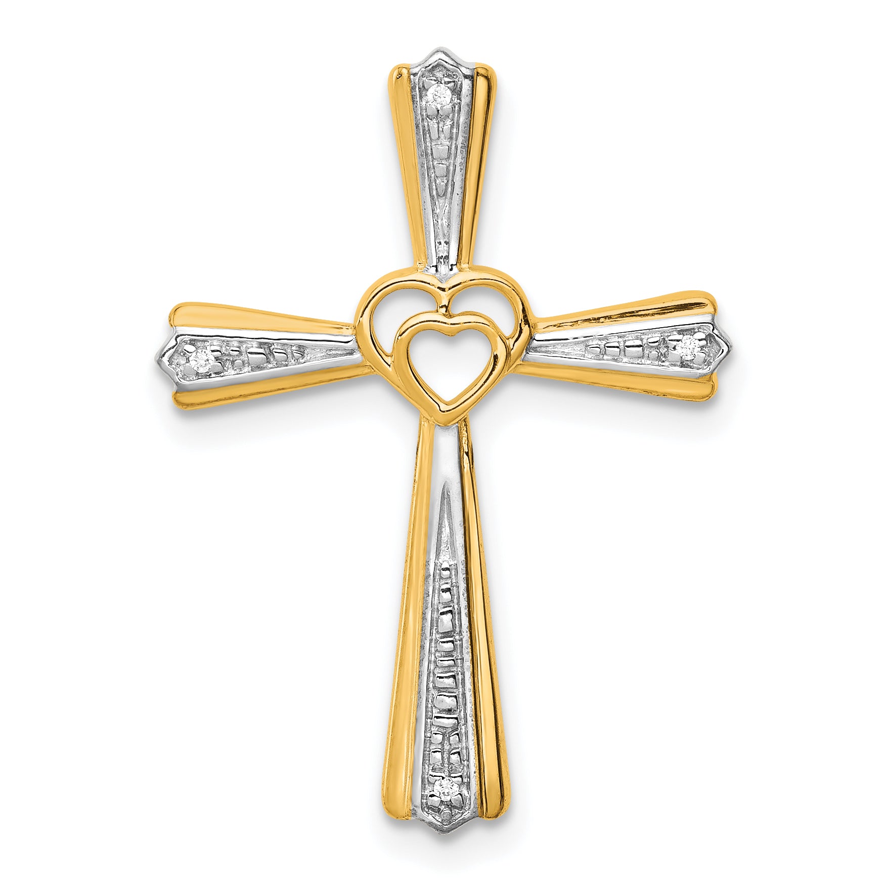 10K Rhodium Diamond Cross Pendant