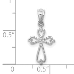 10K White Gold Diamond Accented Cross Pendant