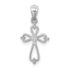 10K White Gold Diamond Accented Cross Pendant