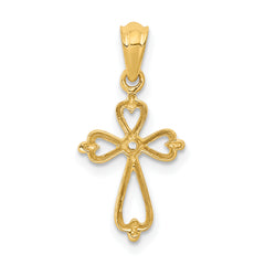 10K Diamond Accented Cross Pendant