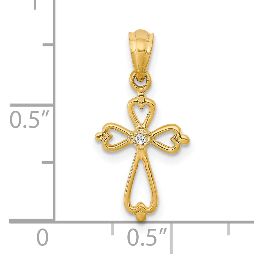 10K Diamond Accented Cross Pendant