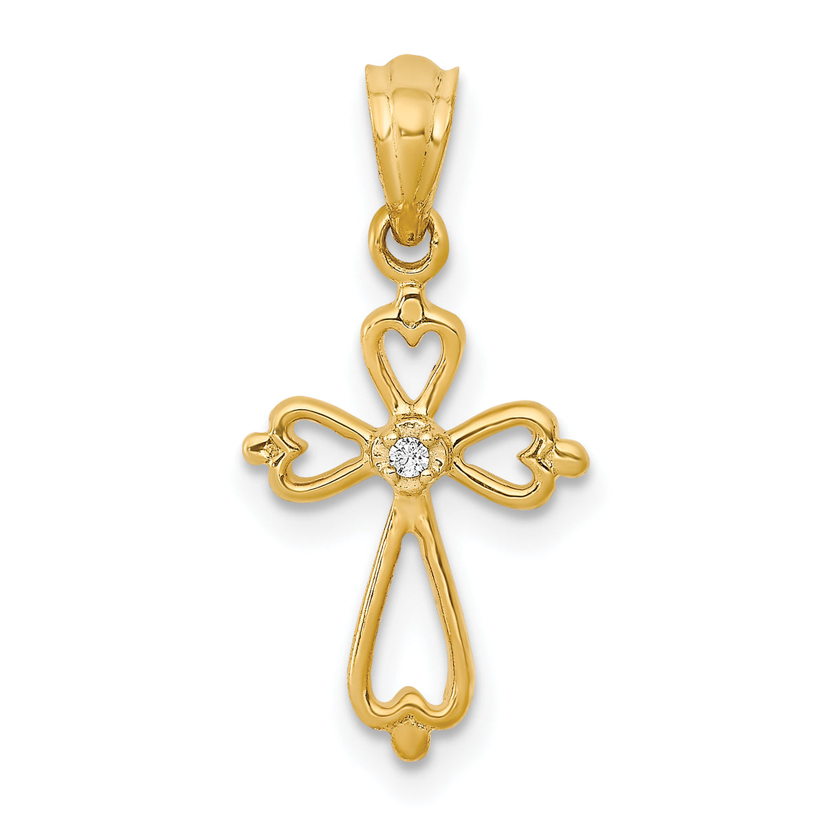 10K Diamond Accented Cross Pendant