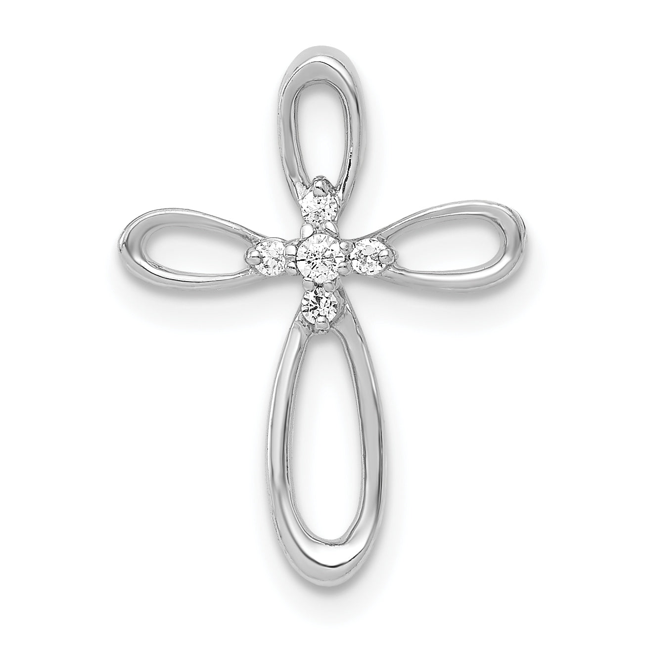 10K White Gold 1/20ct. Diamond Cross Chain Slide