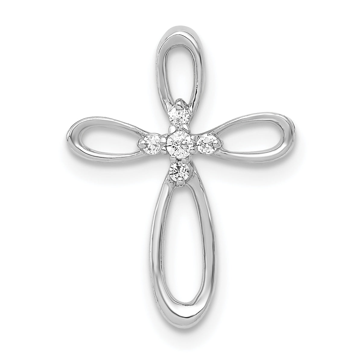 10K White Gold 1/20ct. Diamond Cross Chain Slide