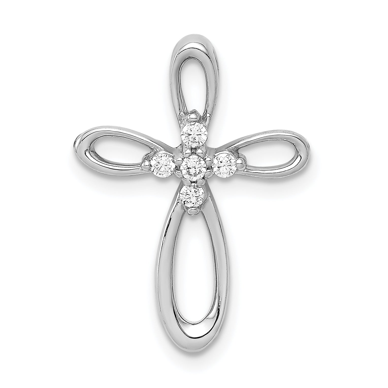 14K White Gold Lab Grown Diamond Cross Chain Slide