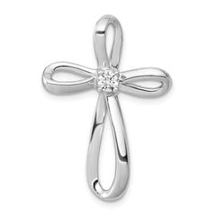 10K White Gold 1/6ct. Diamond Cross Chain Slide