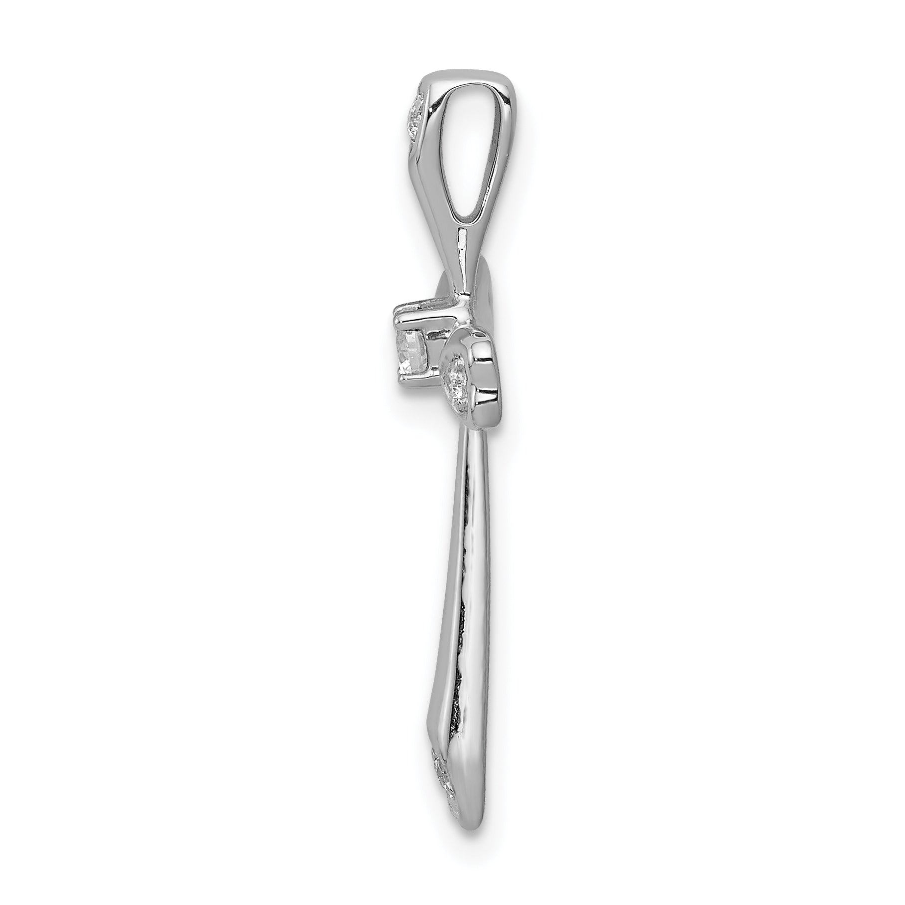 10K White Gold 1/10ct. Diamond Cross Chain Slide