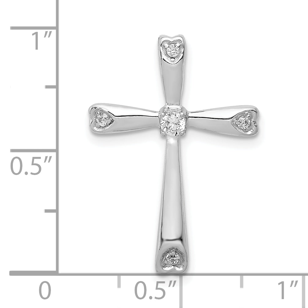 10K White Gold 1/10ct. Diamond Cross Chain Slide