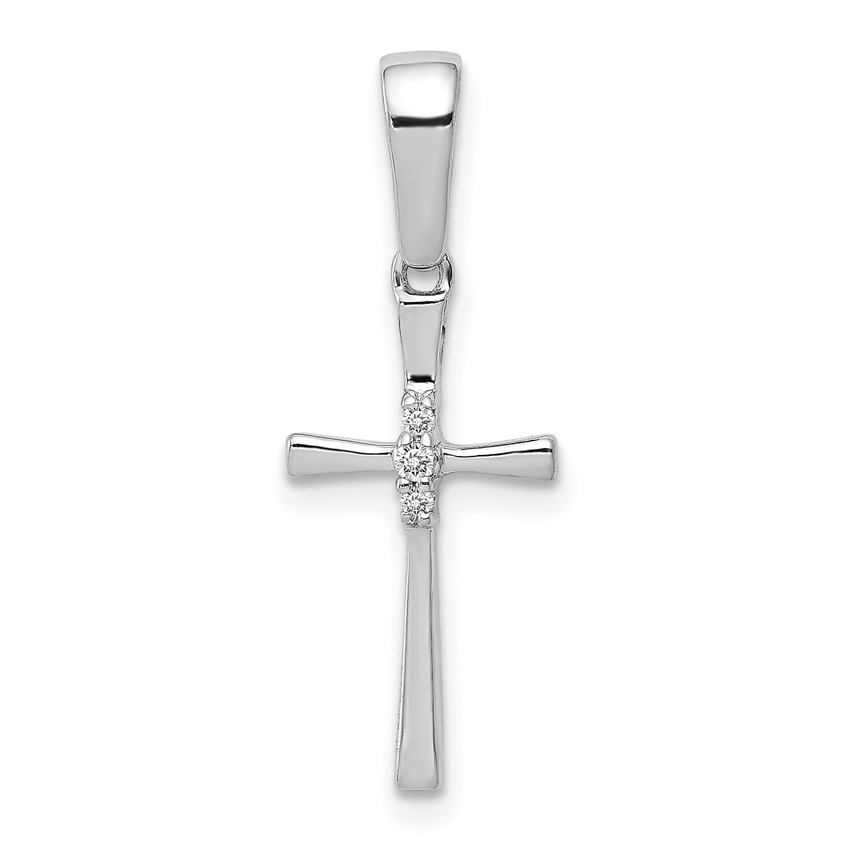 10K White Gold .02ct. Diamond Cross Pendant