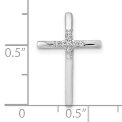 10K White Gold .03ct. Diamond Cross Chain Slide