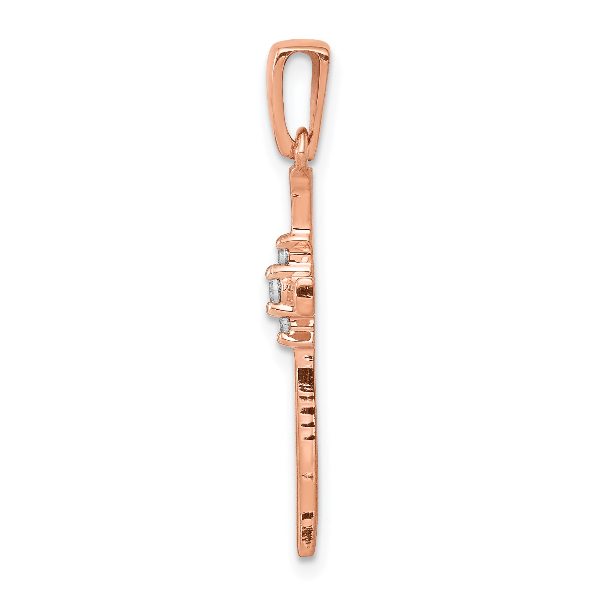 10k Rose Gold .03ct. Diamond Cross Pendant