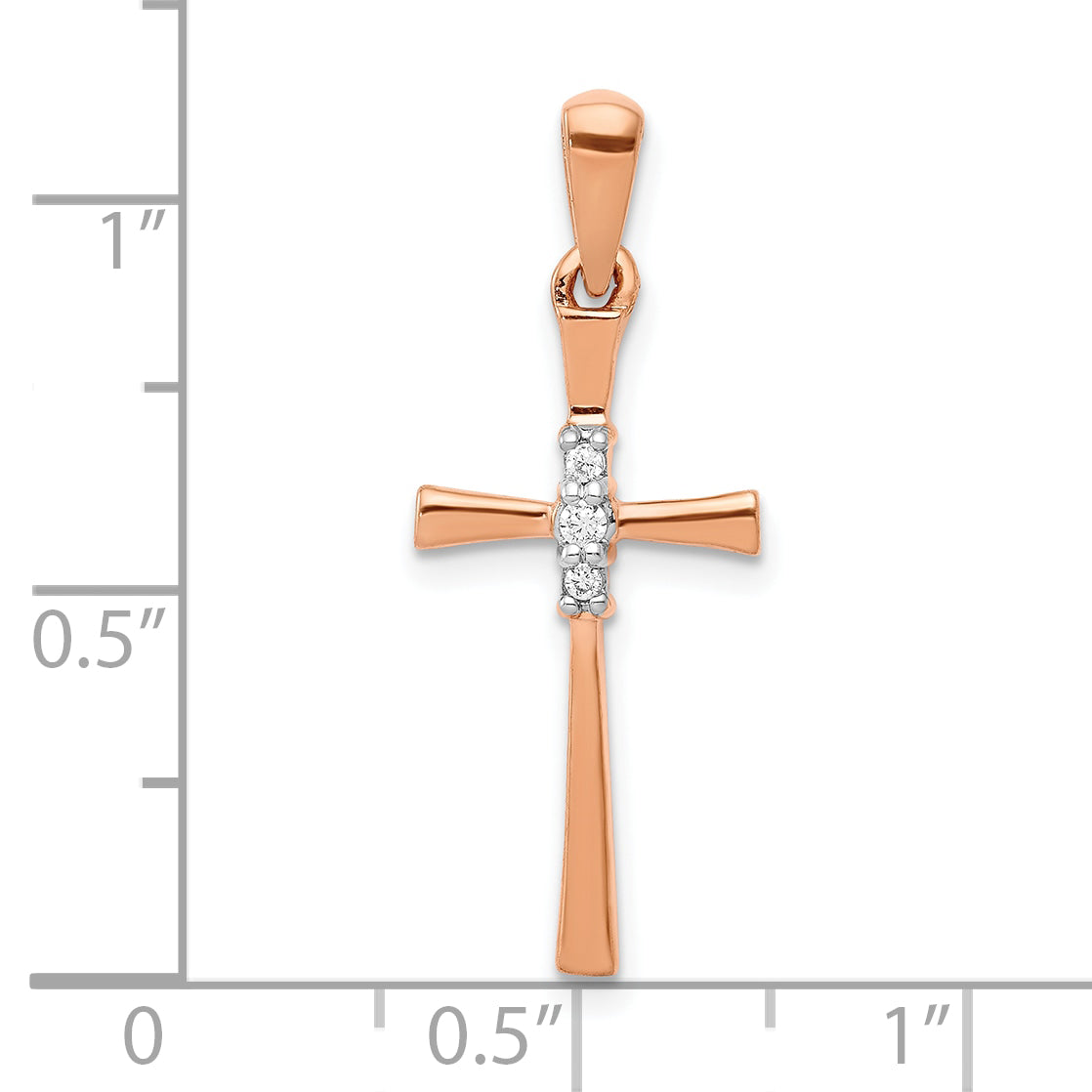 10k Rose Gold .03ct. Diamond Cross Pendant