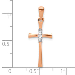 10k Rose Gold .03ct. Diamond Cross Pendant