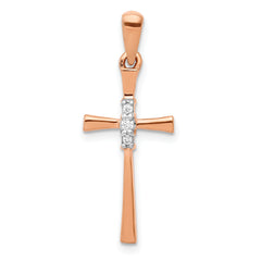 10k Rose Gold .03ct. Diamond Cross Pendant