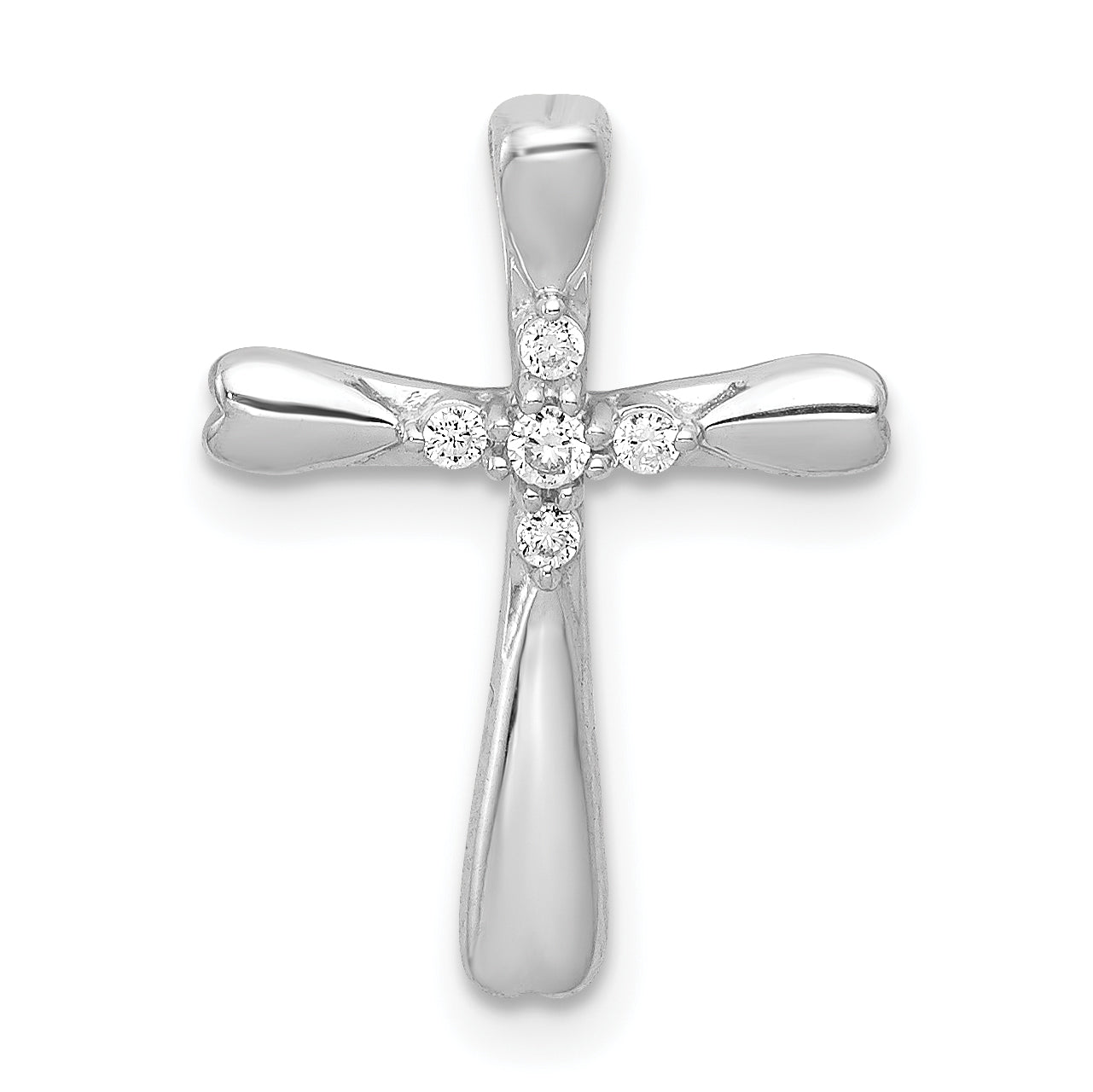 10K White Gold 1/20ct. 5-Stone Diamond Cross Chain Slide