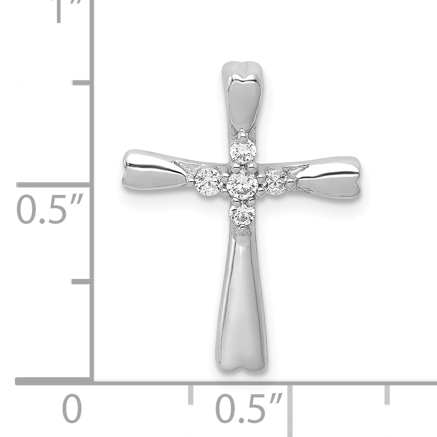 10K White Gold 1/6ct. 5-Stone Diamond Cross Chain Slide