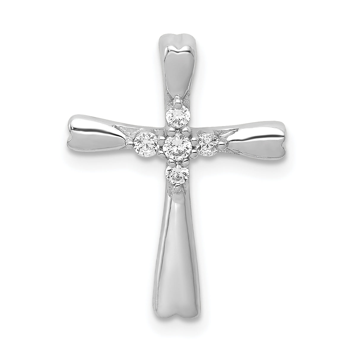 10K White Gold 1/6ct. 5-Stone Diamond Cross Chain Slide