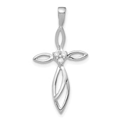 10K White Gold AA Diamond Cross Pendant