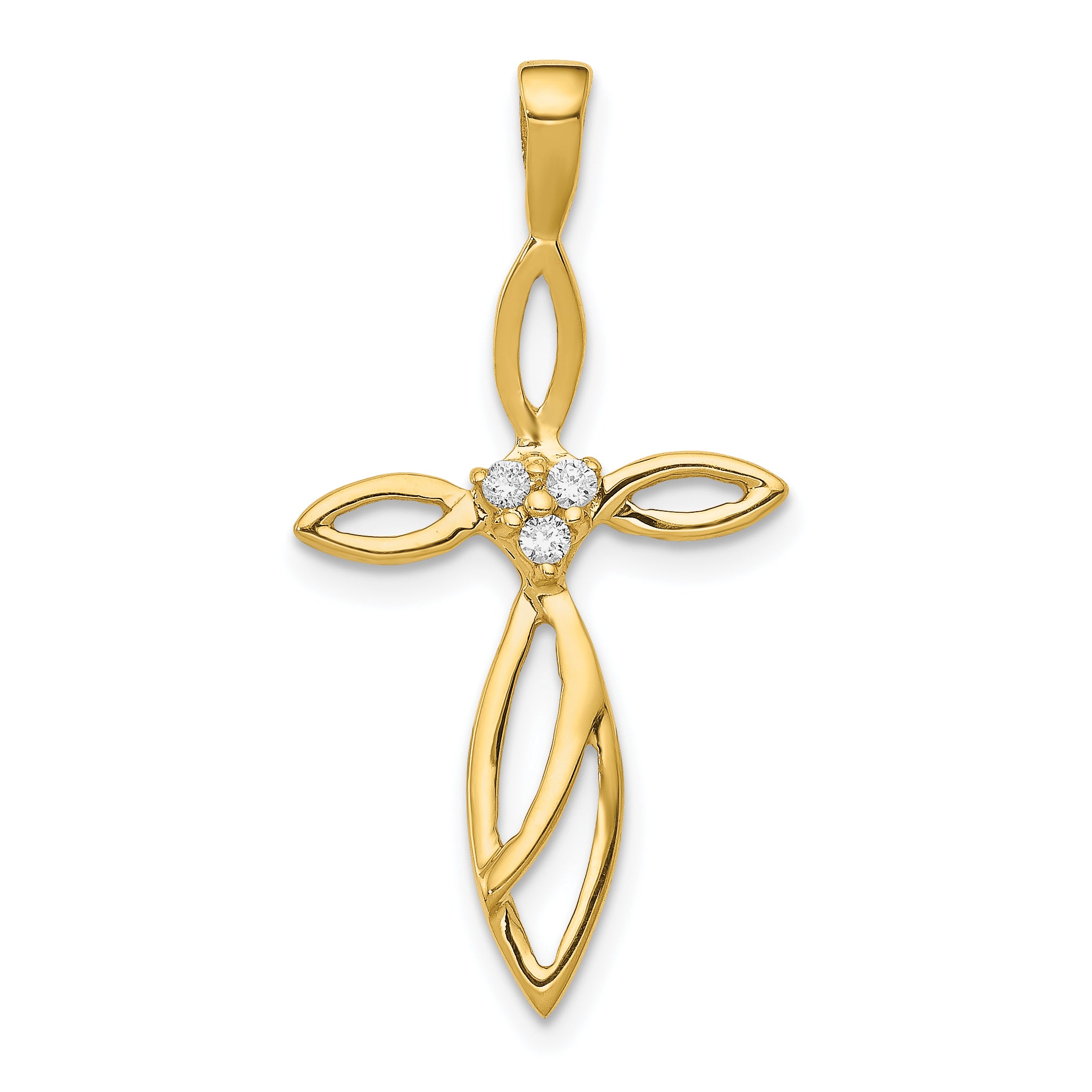 10K AA Diamond Cross Pendant