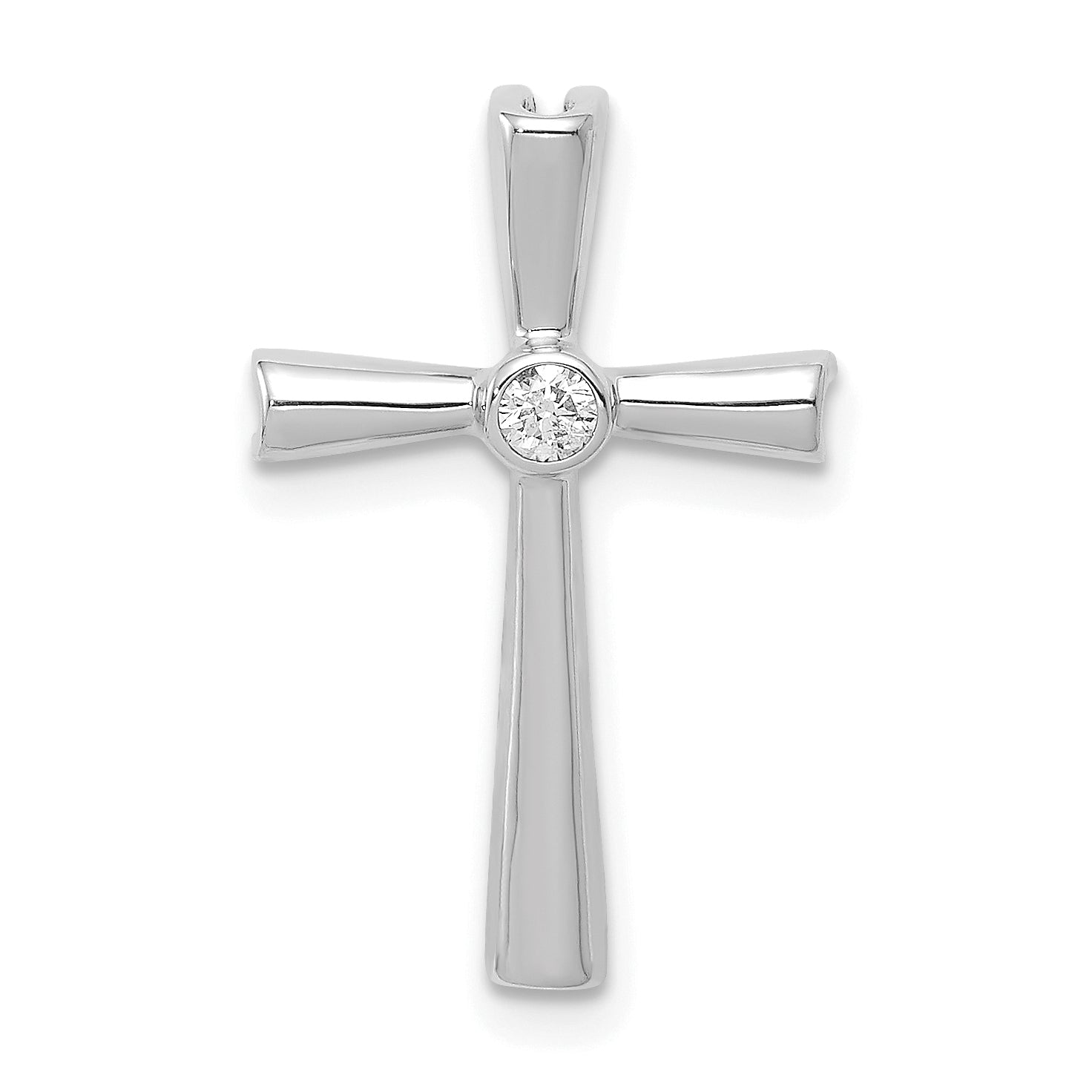 10K White Gold AA Diamond Cross Chain Slide