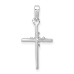 10K White Gold .01ct. Diamond Polished Budded Cross Pendant