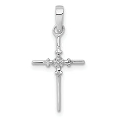 10K White Gold .01ct. Diamond Polished Budded Cross Pendant