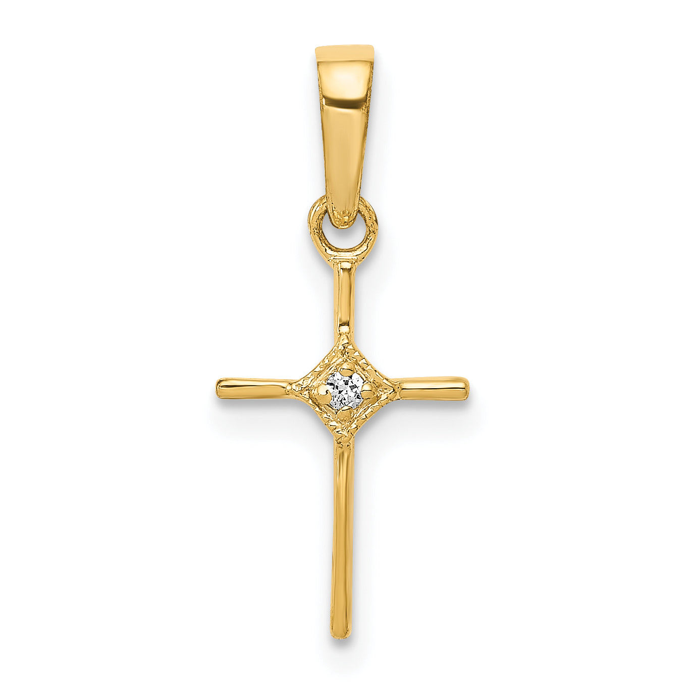 10K Small .01ct. Diamond Cross Pendant