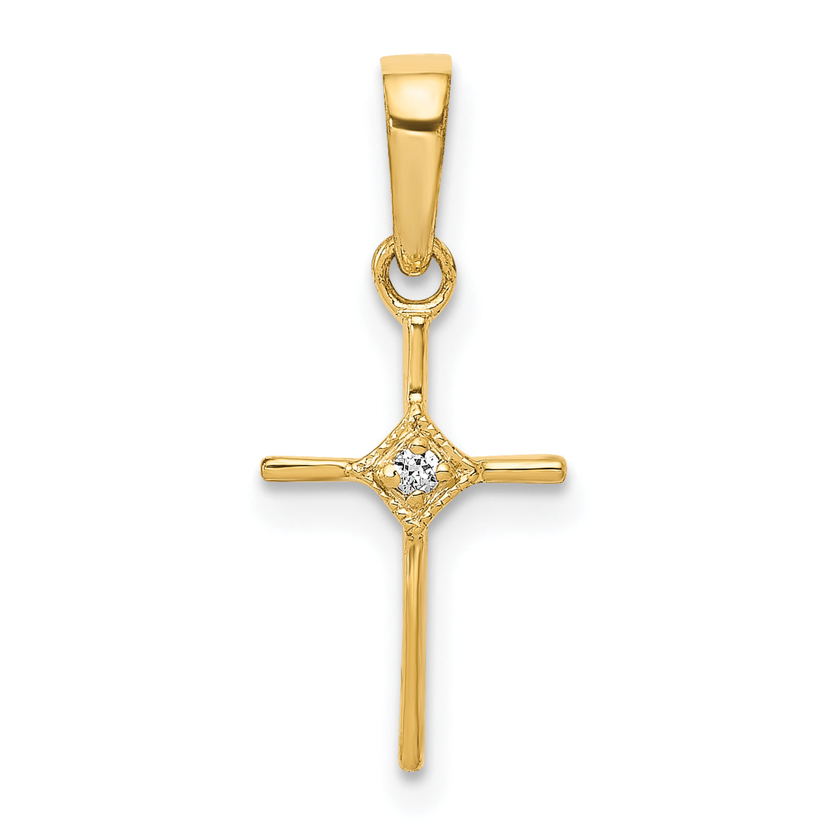 10K Small .01ct. Diamond Cross Pendant