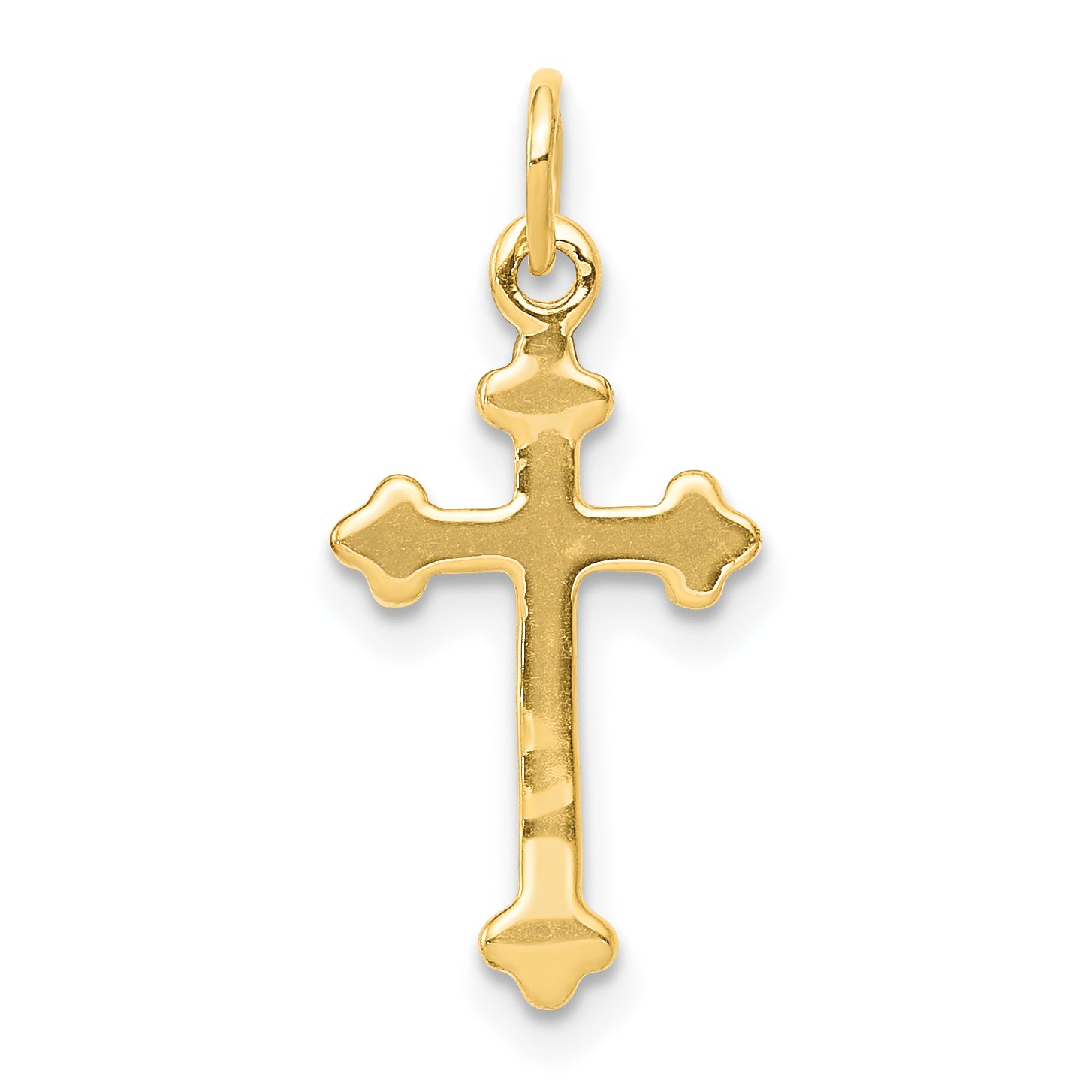 10K Small Diamond Budded Cross Pendant