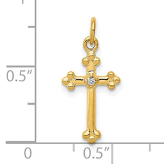 10K Small Diamond Budded Cross Pendant