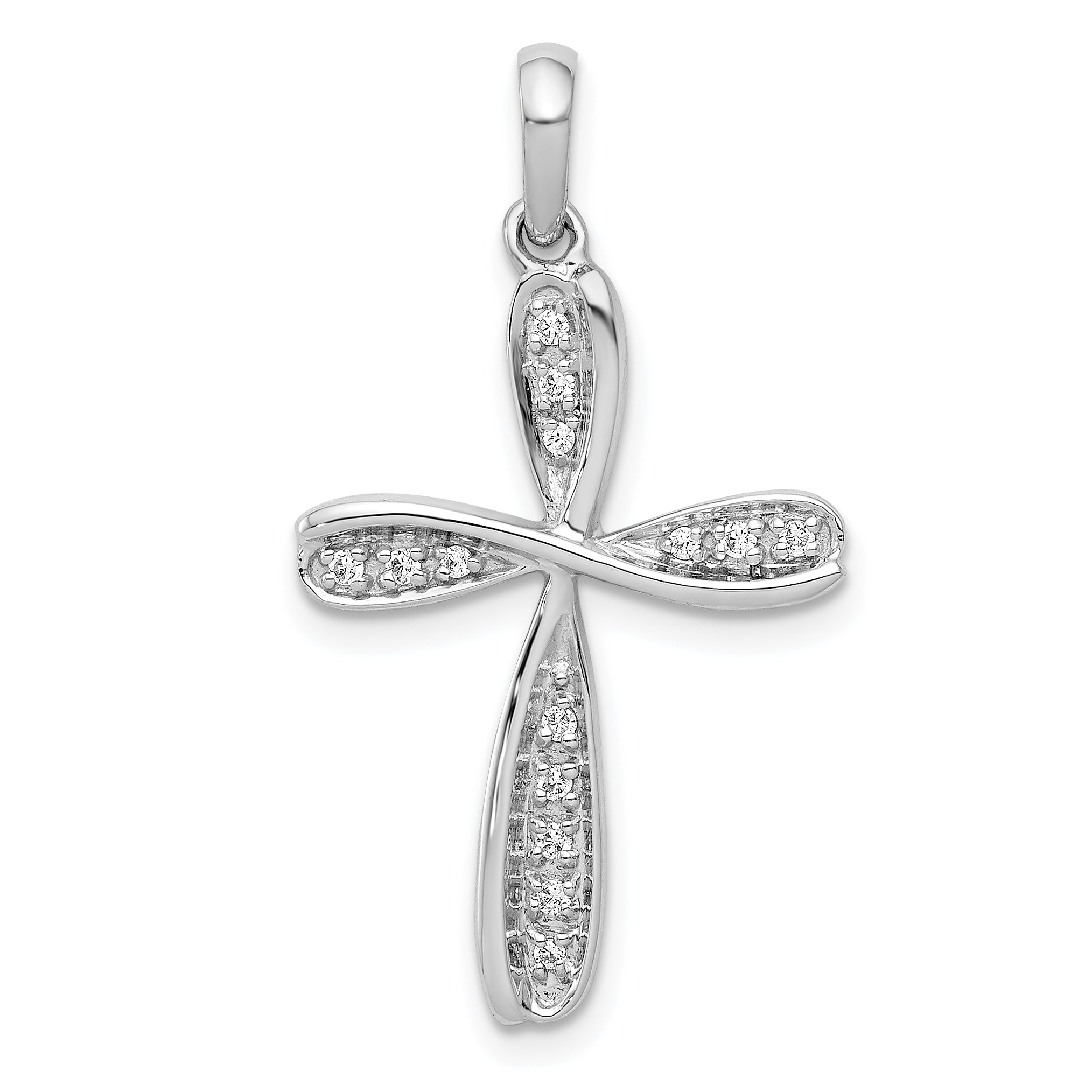 10K White Gold 1/15ct. Diamond Cross Pendant