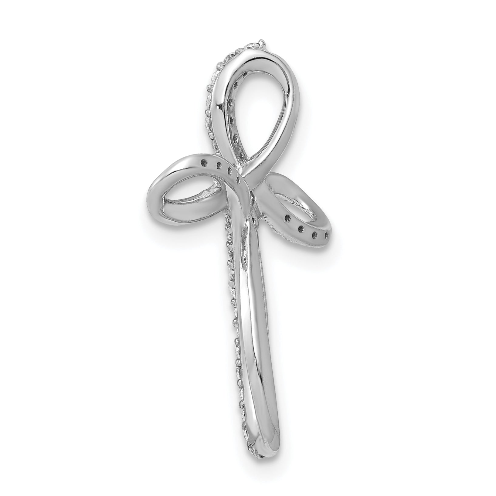 10K White Gold 1/6ct. Diamond Cross Chain Slide