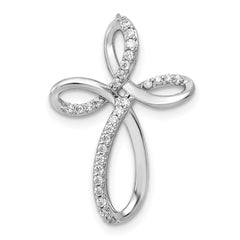 10K White Gold 1/6ct. Diamond Cross Chain Slide