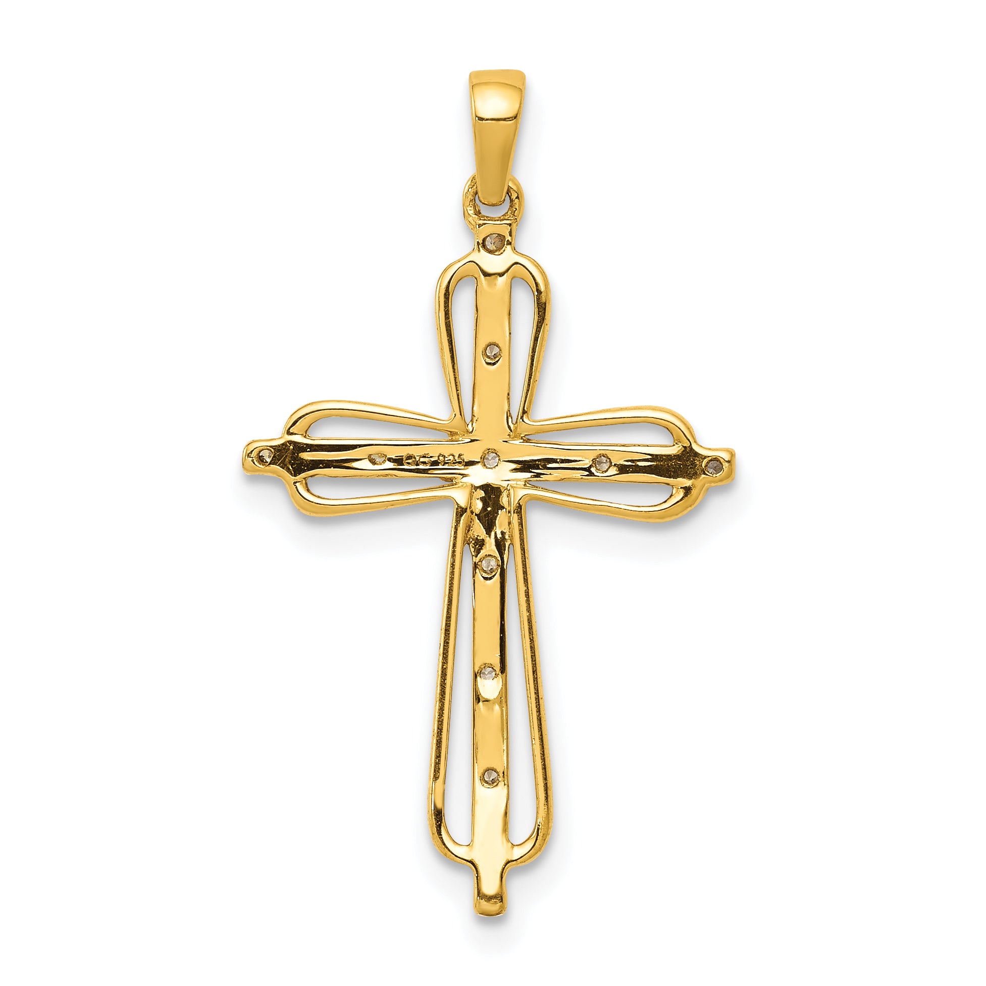 10K & Rhodium .03ct. Diamond Cross Pendant