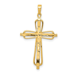 10K & rhodium Diamond Cross Pendant