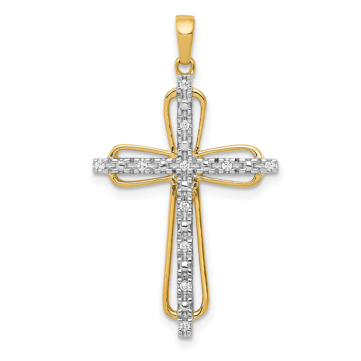 10K & rhodium Diamond Cross Pendant