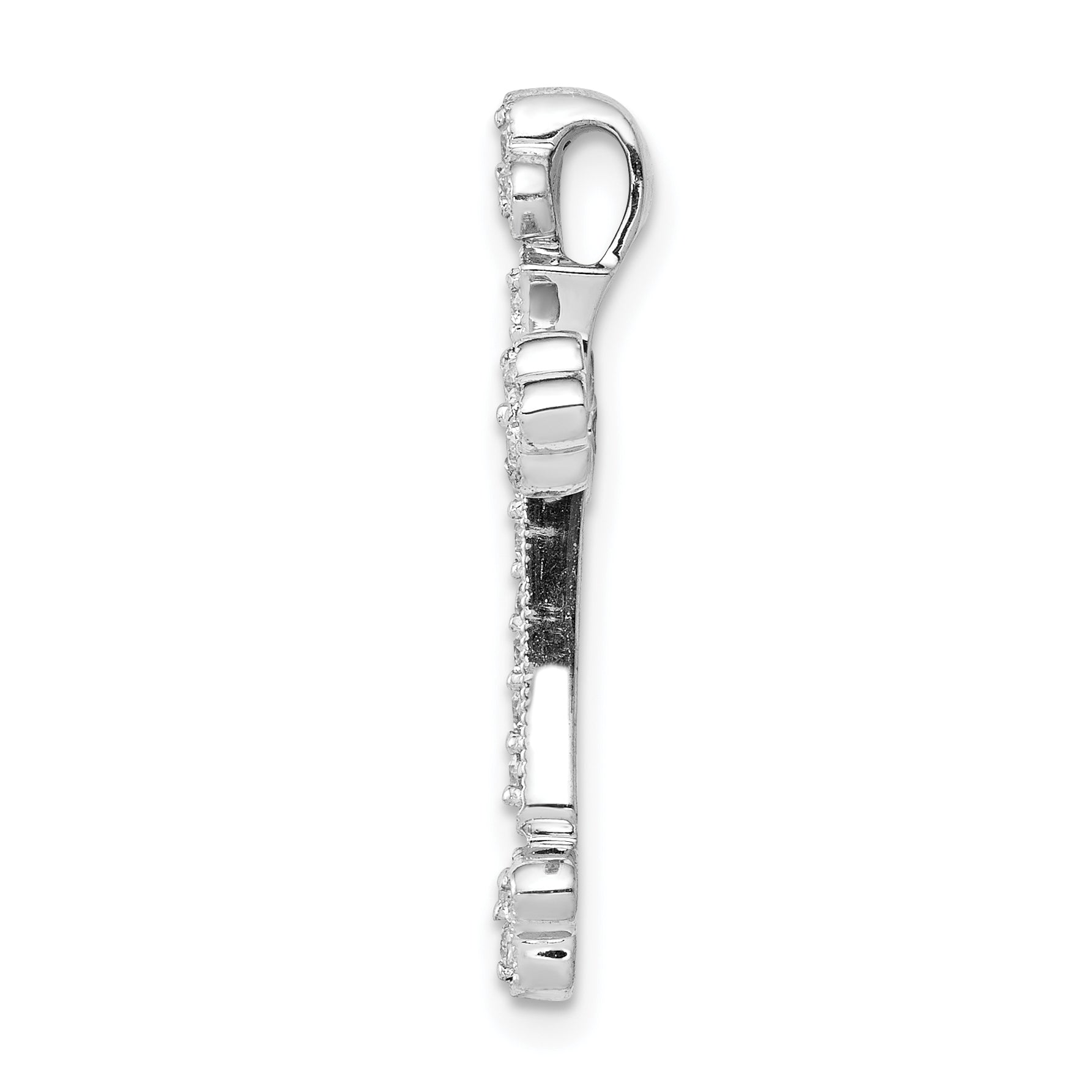 10K White Gold 1/4ct. Diamond Budded Cross Chain Slide