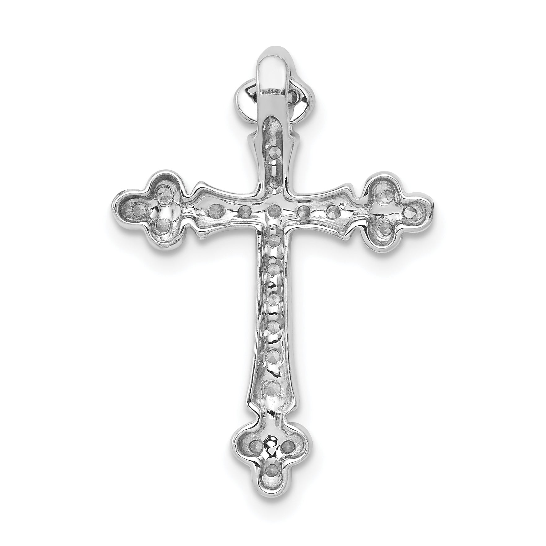 10K White Gold 1/4ct. Diamond Budded Cross Chain Slide