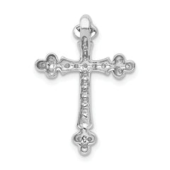 10K White Gold 1/4ct. Diamond Budded Cross Chain Slide