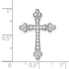 10K White Gold 1/4ct. Diamond Budded Cross Chain Slide