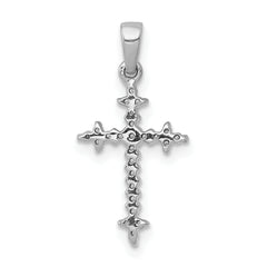 10K White Gold 1/10ct. Diamond Fleur e Lis Cross Pendant