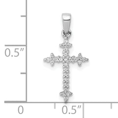 10K White Gold 1/10ct. Diamond Fleur e Lis Cross Pendant