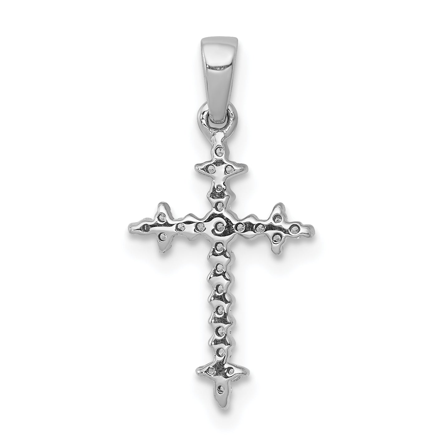 14K White Gold Lab Grown Diamond Fleur de Lis Cross Pendant