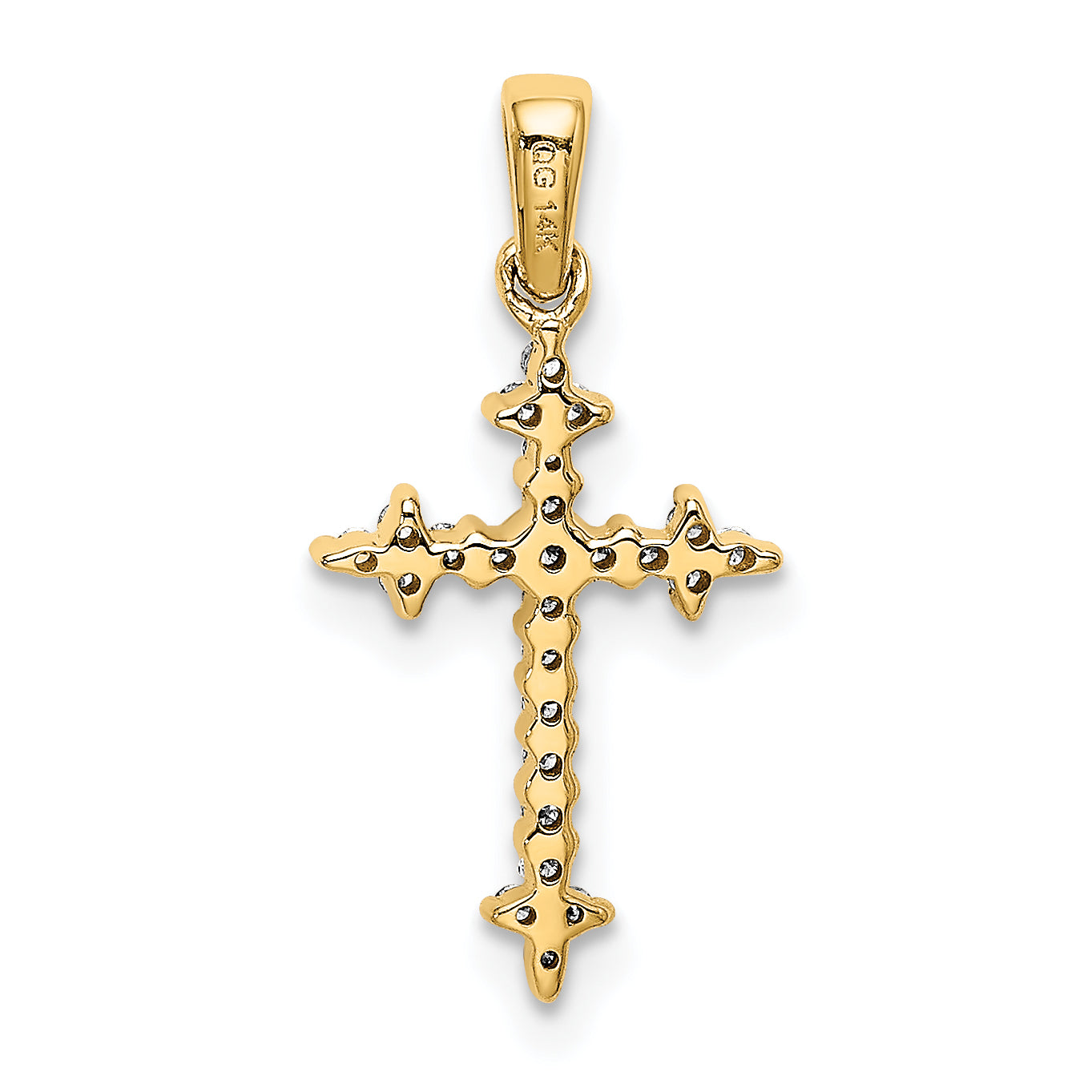 14K Lab Grown Diamond Fleur de Lis Cross Pendant