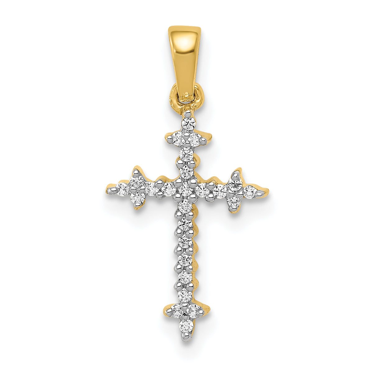 14K Lab Grown Diamond Fleur de Lis Cross Pendant