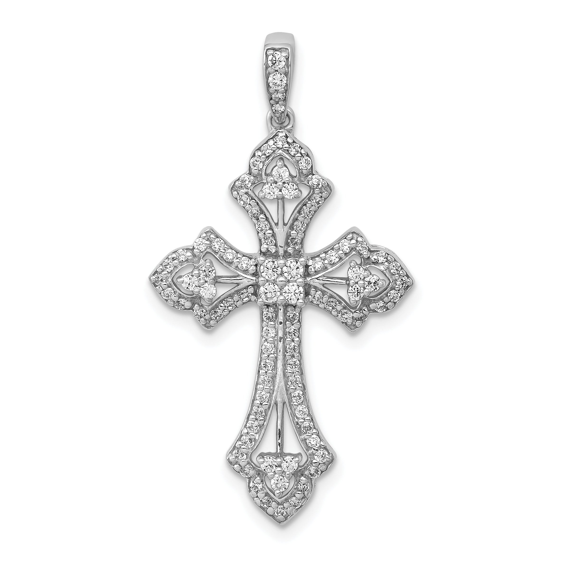 10K White Gold 1/2ct. Diamond Fancy Cross Pendant