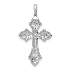 14K White Gold Lab Grown Diamond Fancy Cross Pendant